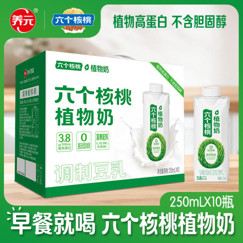 高蛋白六个核桃植物奶调制豆乳250ml*10植物蛋白饮料整箱
