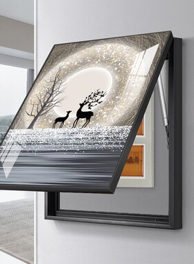 现代轻奢电表箱装饰画竖版配电箱壁画免打孔电闸箱开关遮挡挂画
