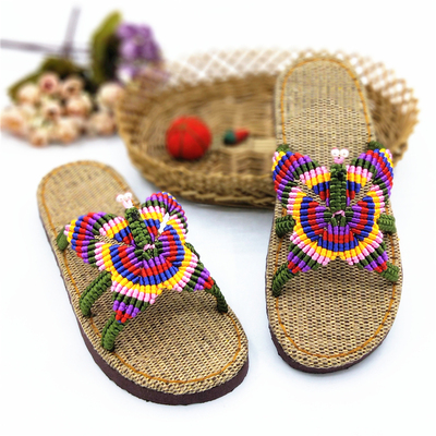 手工编织夏季亲子情侣居家凉拖鞋