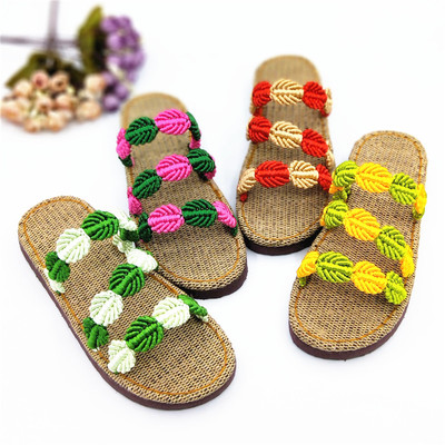 孺子牛夏季情侣手工编织居家拖鞋