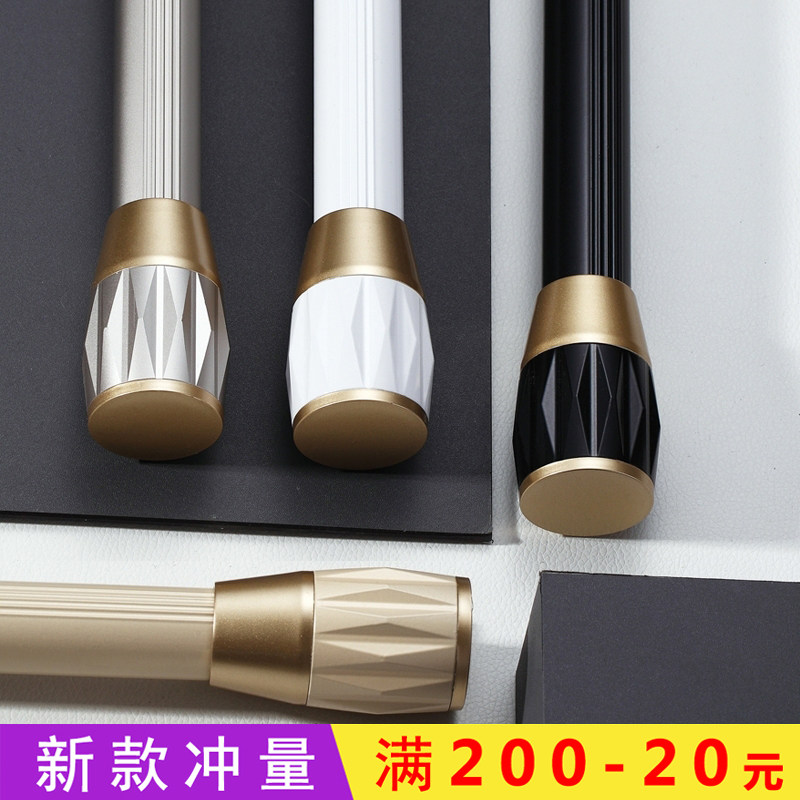 尚格加厚罗马杆窗帘杆子铝合金静音北欧简约打孔挂钩支架单双杆子_虎窝淘