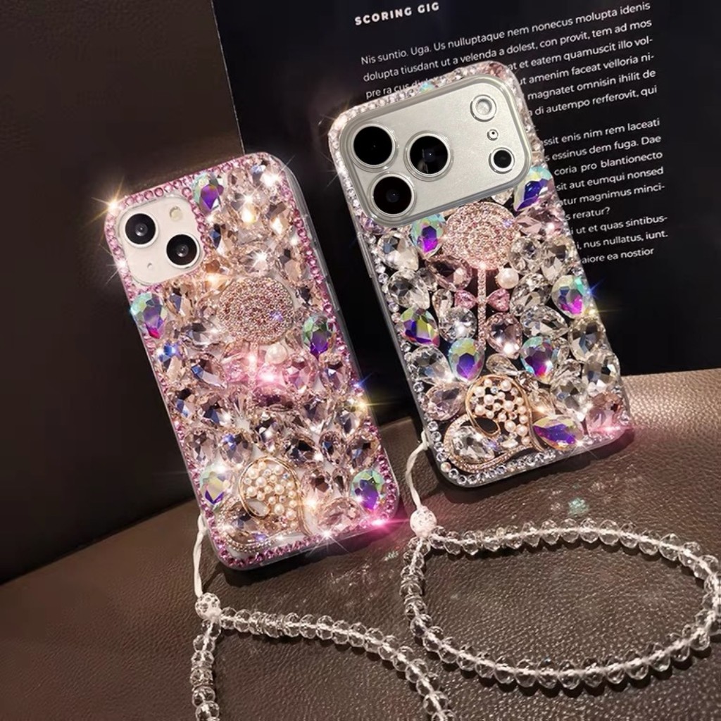 满钻爱心棒棒糖适用iPhone17手机壳苹果17pro Max水钻女款16plus高级感iPhoneAir软壳防摔15奢华镶钻全包新款
