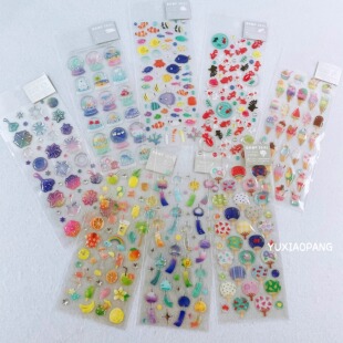 动物甜品夏日限定 日本 active corporation立体烫银滴胶树脂贴纸