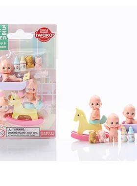 新款日本IWAKO岩泽3D拼插卡通橡皮婴儿套装木马BRI075