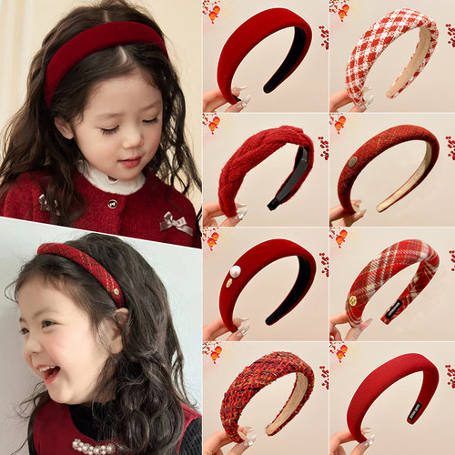 儿童新年红色发箍不勒头压发头箍