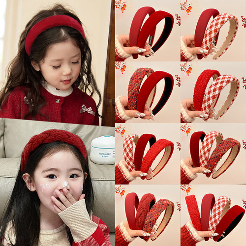 女儿童新年红色发箍2024新款发饰
