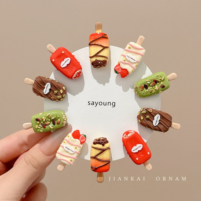 儿童迷你可爱雪糕发夹女童小夹子头饰边夹发卡前额侧边碎发刘海夹