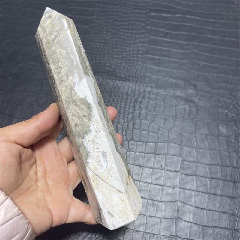 马达加斯加天然玛白瑙海洋碧玉摆件柱子 原石奇石居家办公摆件