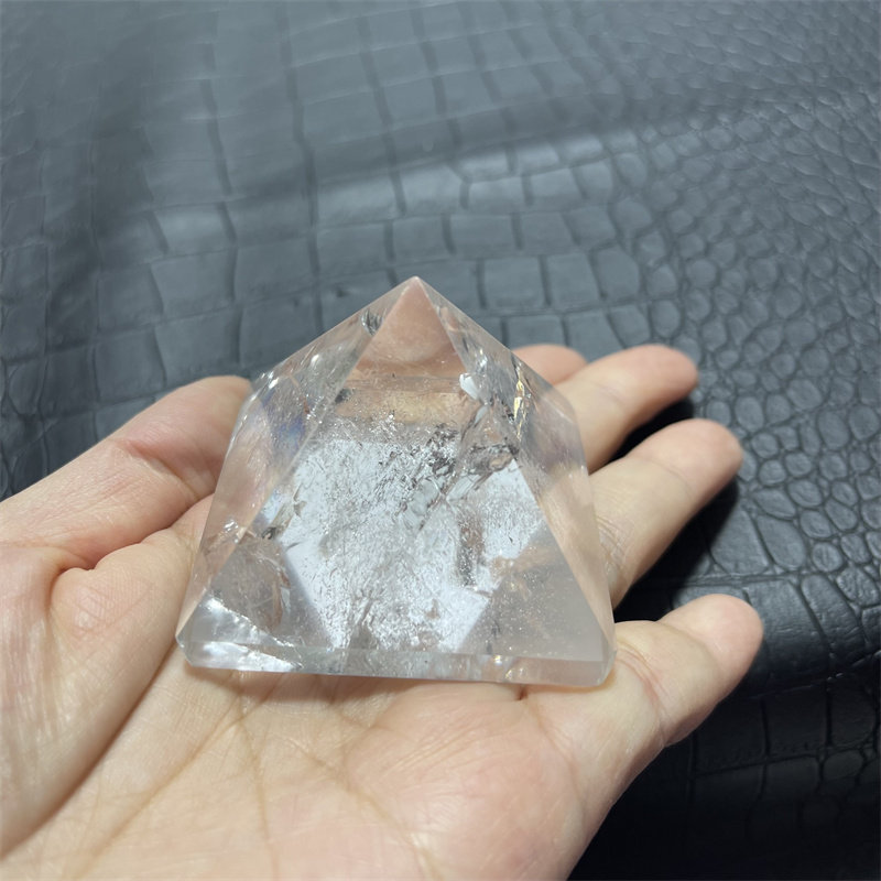 天然白水晶粉晶玛瑙金字塔晶体通透客厅办公室玄关居家摆件