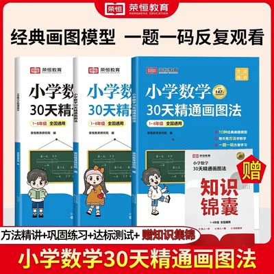 小学数学30天精通画图法一二三四五六年级上下册数学专项强化思维训练通用版1-6年级上下小学生口算计算应用题刷透达标测试练习册