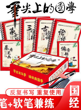 笔尖上的国学 硬笔软笔重复使用多功能中小学生练字帖神器 新一代速干无墨水写压槽字模 钢笔毛笔古诗词论语弟子规三字经偏旁笔画