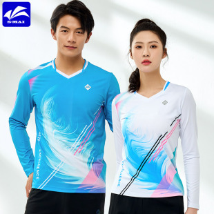 透气长袖 羽毛球服速干吸汗训练比赛运动服 男女情侣装 速迈秋冬新款