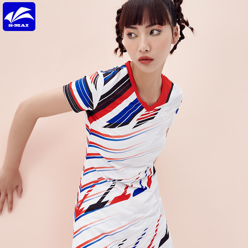 butiky速迈新款羽毛球服连衣裙女套装速干透气冰爽比赛运动裙修身