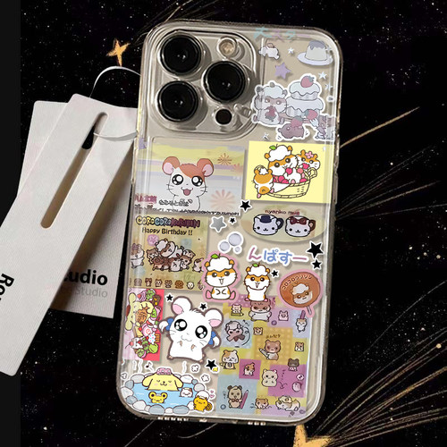 卡通萌鼠适用苹果11手机壳iPhone4/5s小红书同款6/7/8plus透明12/13/14/15promax少女心xmax防摔xr可爱15plus