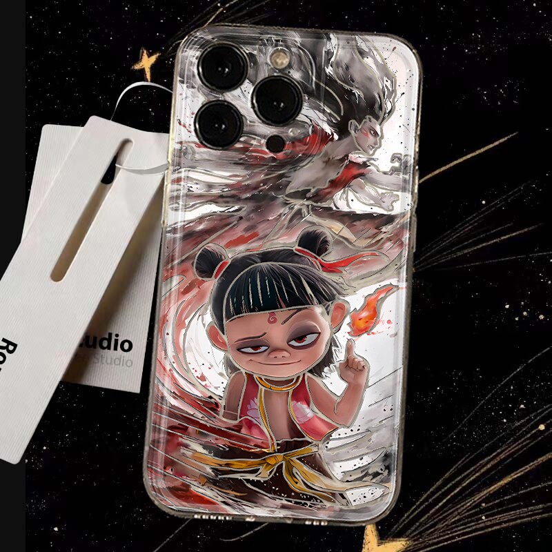哪吒可爱手机壳魔童闹海适用苹果11手机壳iPhone12/13/14/15/16promax透明6s/7/8plus直边xmax软xr情侣款xs潮
