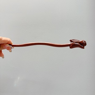 可爱兔子发簪女新中式U型簪子檀木高级感后脑勺盘发头饰古风发钗