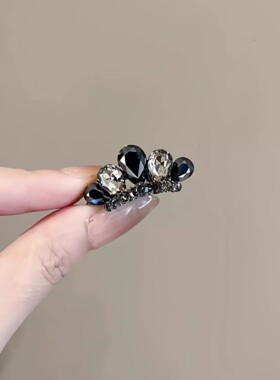 黑色迷你小皇冠发夹女精致小巧侧边刘海夹前额碎发鸭嘴夹轻奢韩系