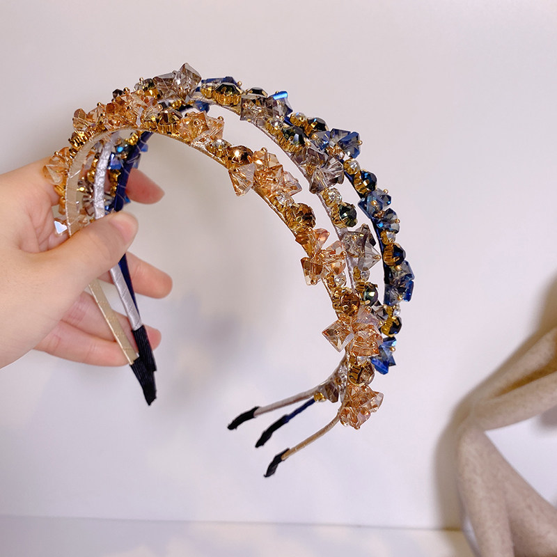 水晶水钻发箍法式优雅头箍宴会发卡公主网红风头箍压发头套饰韩版