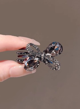 蝴蝶结额前碎发刘海鸭嘴夹发卡发夹甜美高级感靓丽水钻侧边夹镂空