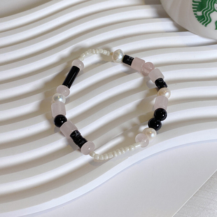 高级感ins天然石手作串珠手链夏季百搭清凉米粒淡水珍珠手腕配饰