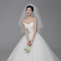 韓式蓬蓬紗抹胸顯瘦婚紗超仙