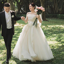 2025新款 简约抹胸显瘦婚纱齐地公主蓬蓬裙超仙旅拍新娘结婚出门纱