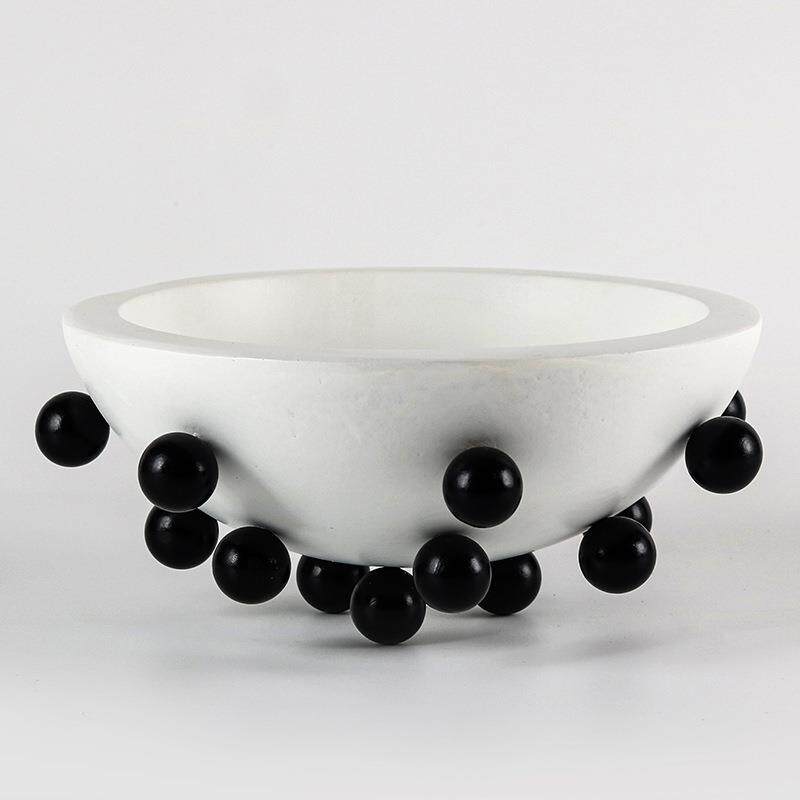 设计师创意珠点装饰水果盘摆件样版房茶几酒店售楼处前台软装饰品