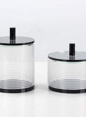 极简轻奢喷砂水晶透明储物罐摆件样板间带盖糖果盒首饰收纳装饰品