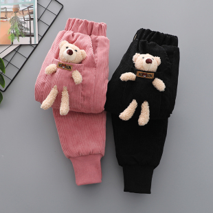 女童棉裤加绒加厚外穿一条过冬中大童长裤冬季小儿童条绒保暖裤子