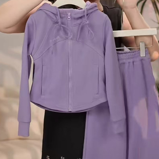 女童春秋套装2025新款秋季连帽外套休闲时尚大儿童卫裤运动两件套