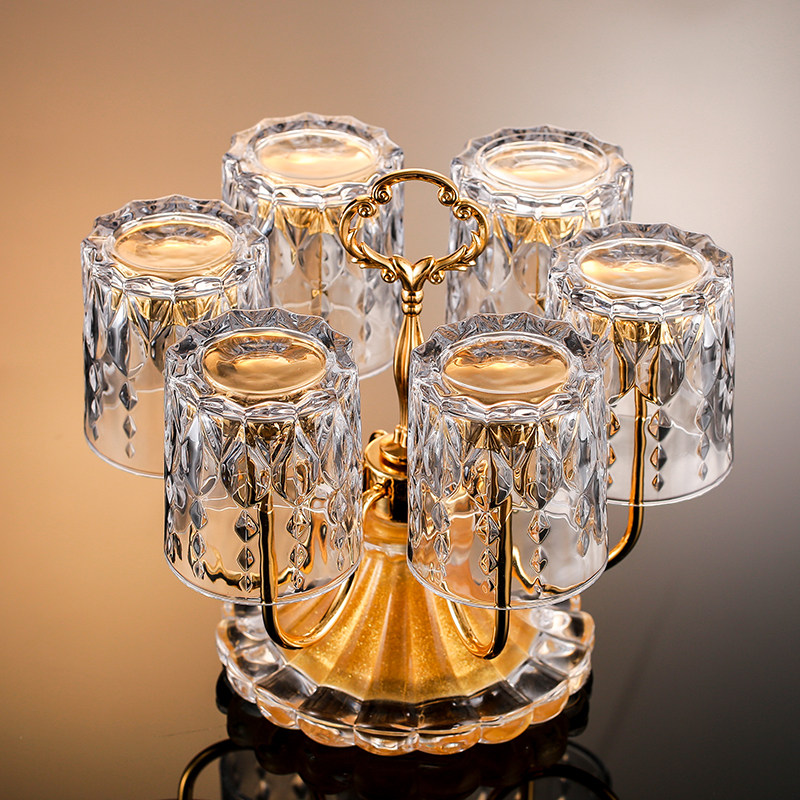 杯架玻璃杯茶杯架子沥水倒挂架放水杯杯子置物架家用欧式客厅托盘