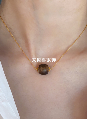 沉水级芽庄紫奇楠沉香纯银项链约39+5cm高级感轻奢小众叠戴女新款