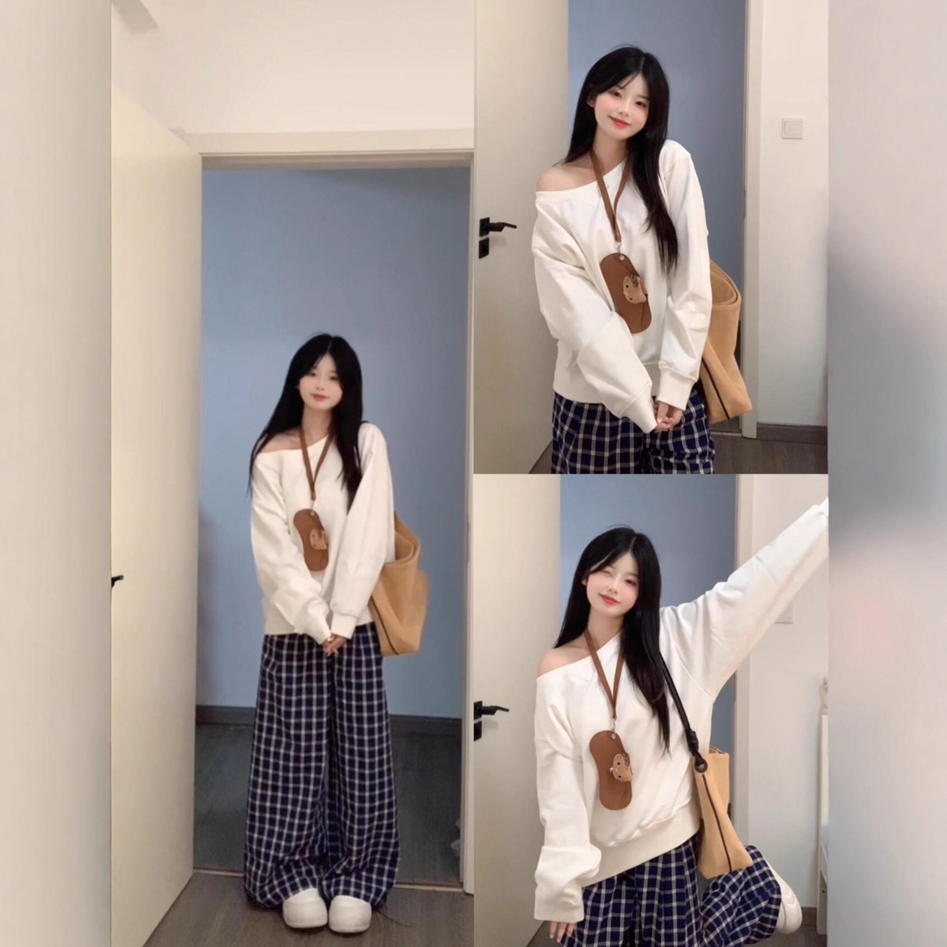 斜肩卫衣套装女早秋韩系穿搭2025新款chic高级感绝美巨好看的上衣