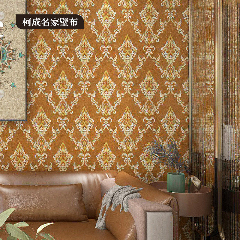 2023新款墙纸卧室客厅提花墙布背景墙美欧式刺绣壁布全屋无缝墙布