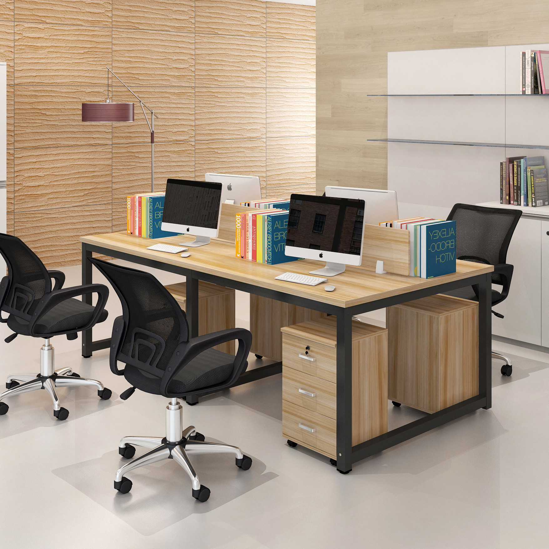 职员办公桌双人位简约现代2/6人工作位屏风卡座四人电脑桌椅组合