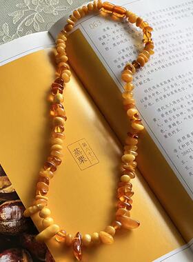 中古天然波罗的海随形老蜜蜡琥珀项链