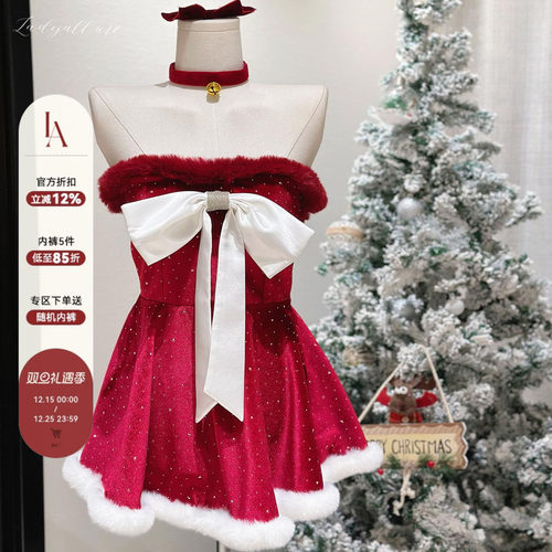 「LA」珍妮の恋爱夜宴*原创大蝴蝶结抹胸红色新年蓬蓬公主裙女