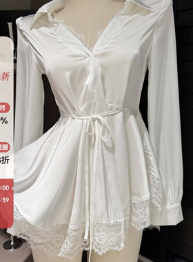 「LA」Jinx·隐欲法则丨边界系列*纯欲性感蕾丝衬衫长袖睡衣套装