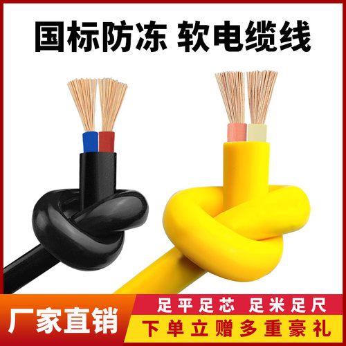 二芯国标足米足芯软电缆线电源线