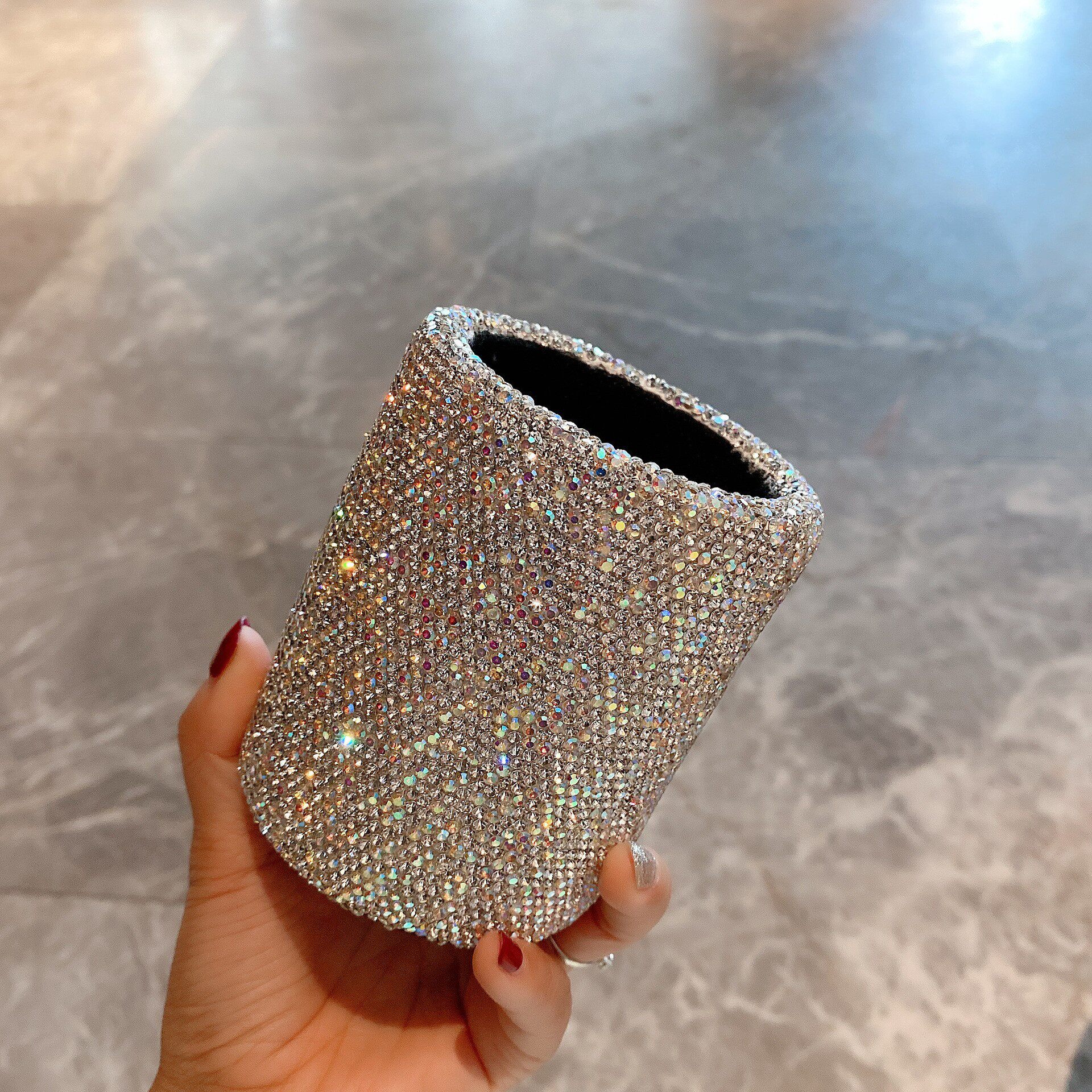 水钻笔筒 镶钻化妆笔筒 收纳盒 奢华办公室收纳笔筒学生创意笔筒