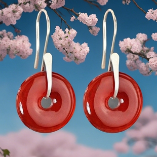 925银耳环空托女古法金平安扣夹扣耳坠托碧玉翡翠耳环配件空托