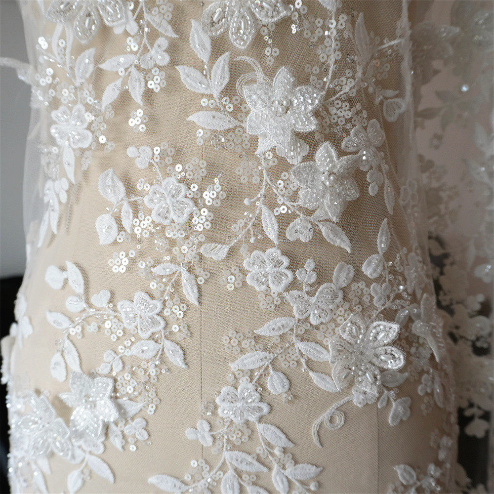 手工3D立体花钉珠亮片装饰蕾丝面布料DIY婚纱礼服头饰清仓特价