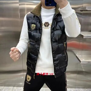 2025冬季男士羽绒马甲立领白鸭绒轻薄加厚背心无袖坎833P75图片