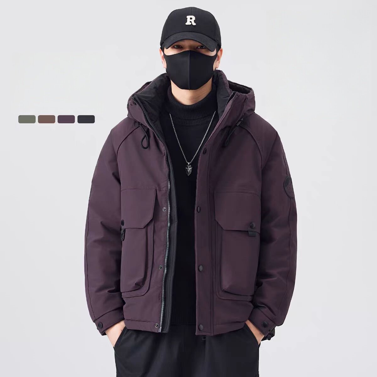 【50绒有报告】户外工装连帽工装男士羽绒服1078-1P170,男装羽绒服,星座1411A