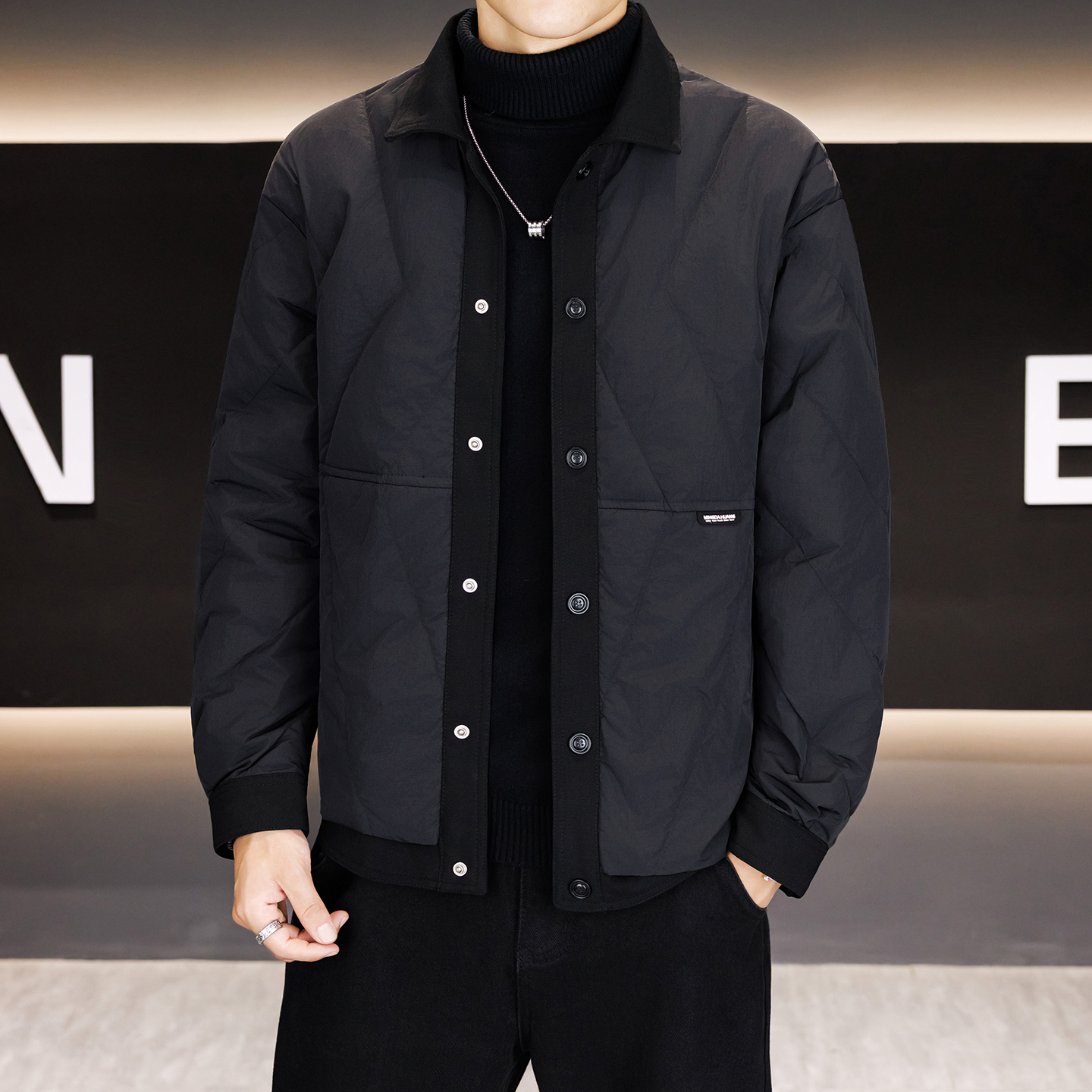 【50绒有报告】户外翻领男士羽绒服男1072-1P140，男装羽绒服，星座1411A