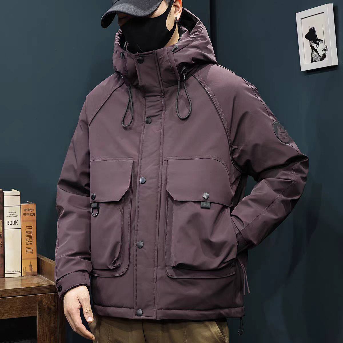 【50绒有报告】户外连帽工装男士羽绒服1078-1P170,男装羽绒服,星座1411A