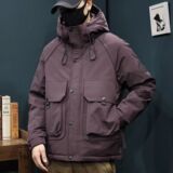 【50绒有报告】户外连帽工装男士羽绒服1078-1P170，男装羽绒服，星座1411A