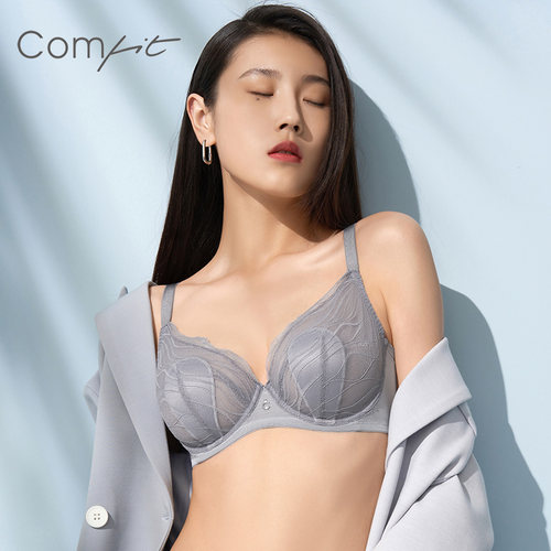 【单层围】安莉芳comfit无痕蕾丝网纱薄款文胸大胸显小兔耳朵内衣