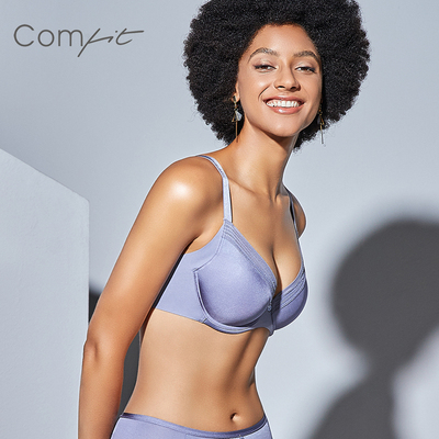 【薄模杯】Comfit基础简约光面蕾丝边大码薄款上托文胸收副乳内衣