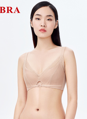 【夹碗围】E-BRA大胸显小无钢圈文胸女轻薄款透气蕾丝内衣KB00131